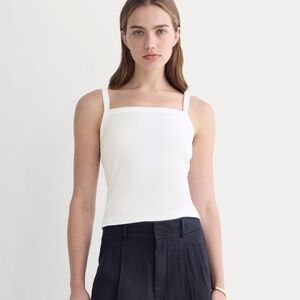 Everlane Women's Essential Square-Neck Tank in White, Size Small, Cotton